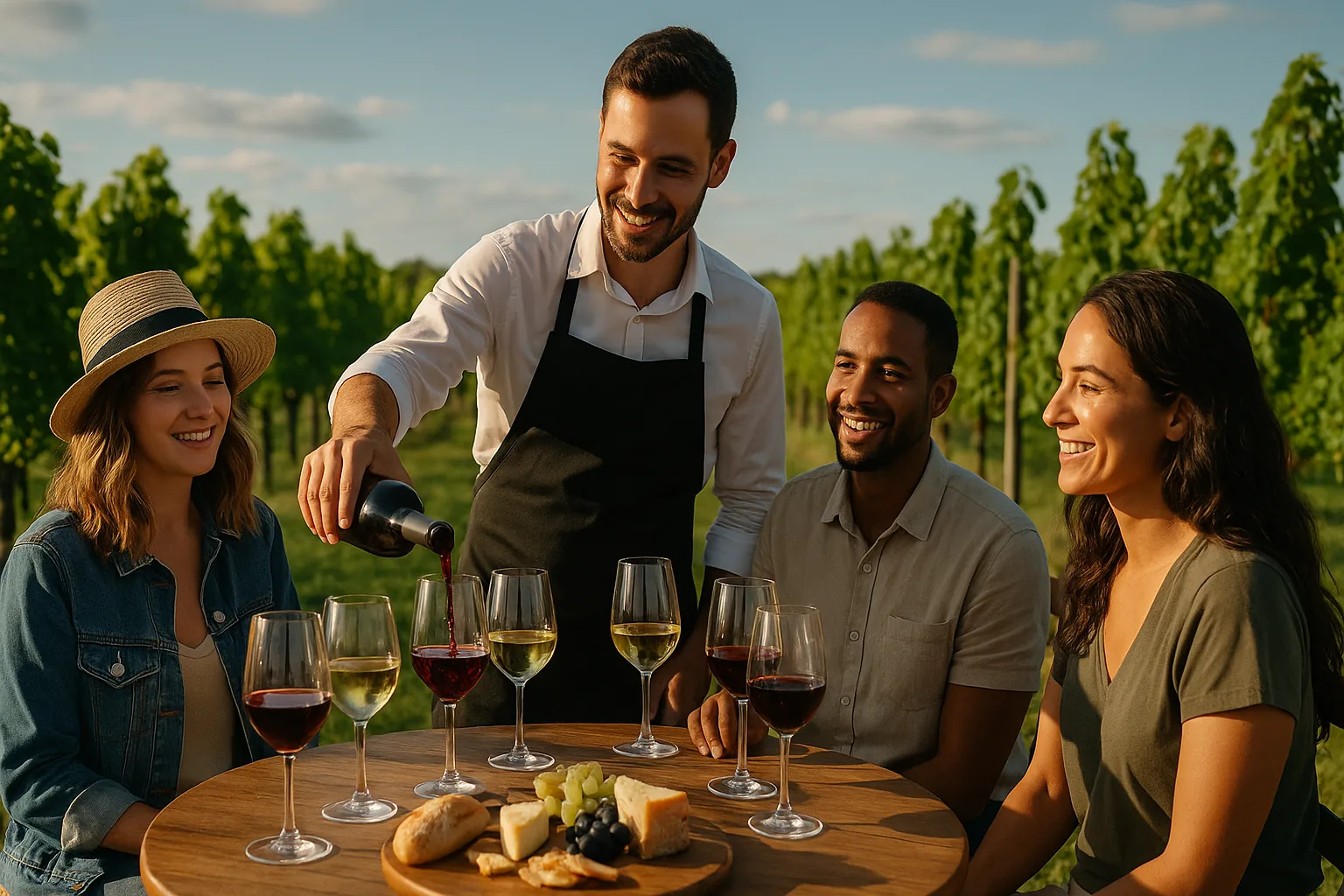 Touristes lors d'une dégustation de vin en Provence avec un guide sommelier