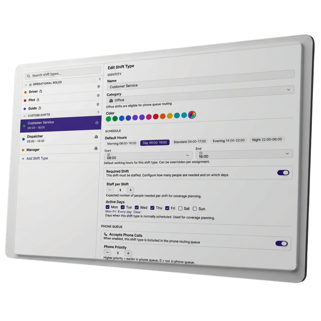 Three role-based views side by side