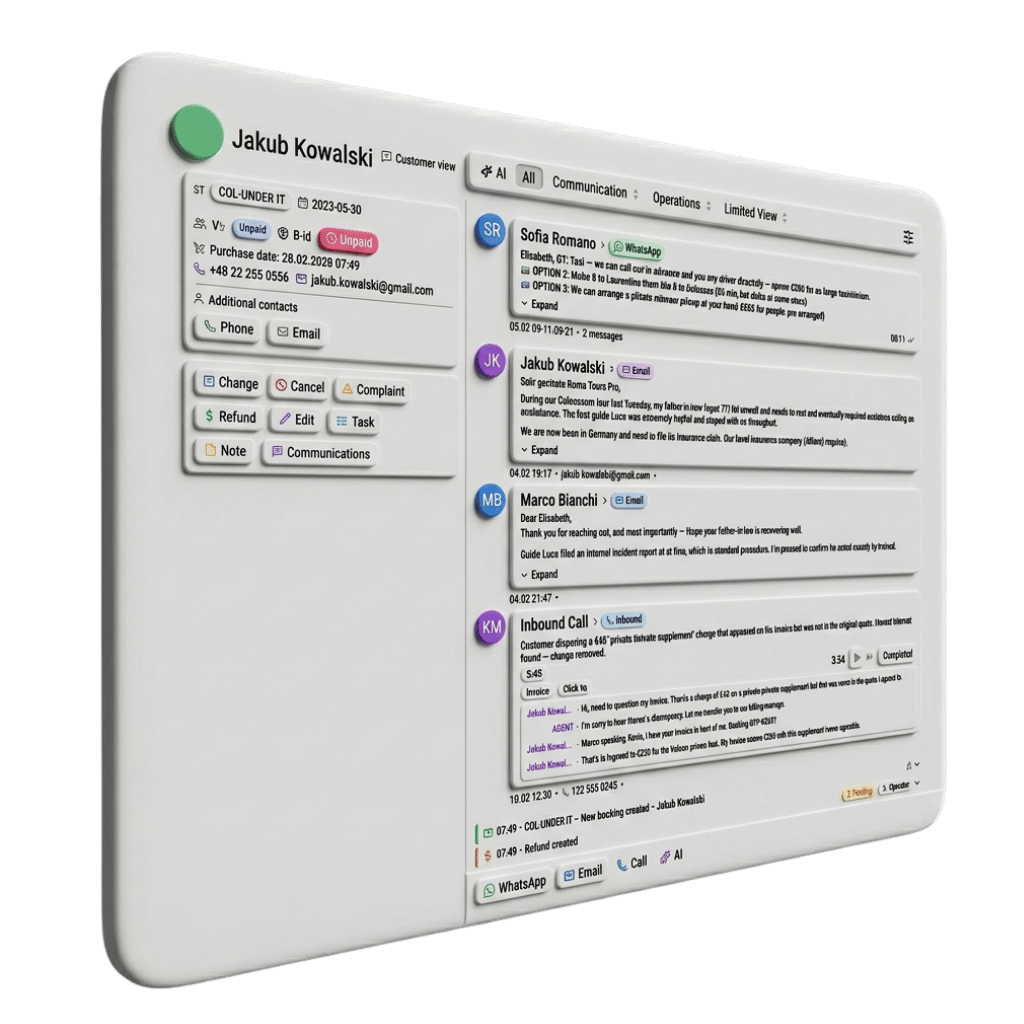 Unified booking list with source indicators