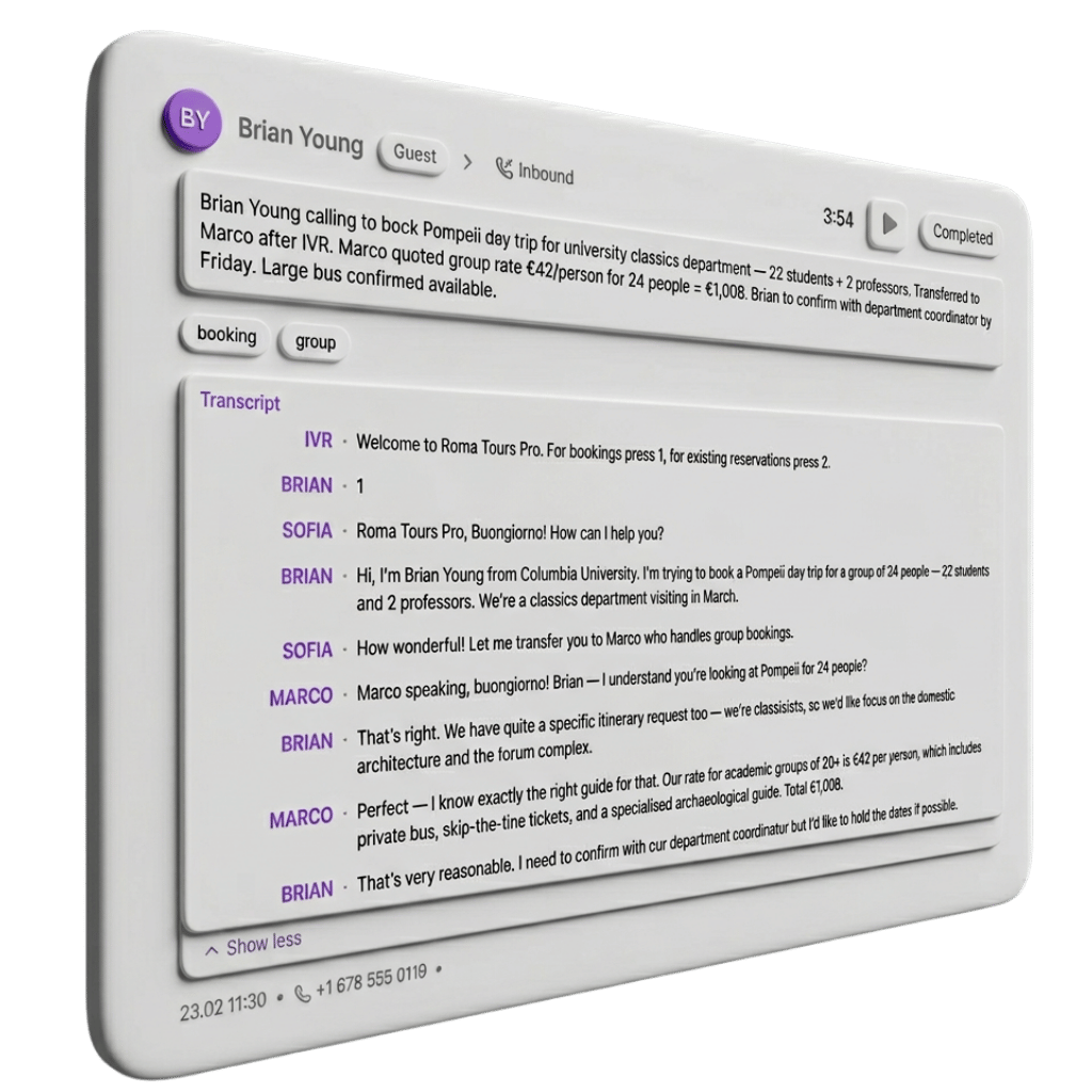 Call transcription with AI analysis