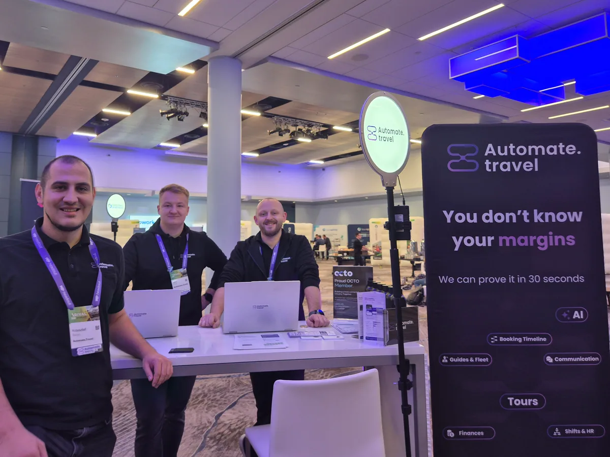Krzysztof, Kuba and Waldek at the Automate Travel booth at Arival 360 Spokane